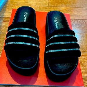 Black Foam Crystal adorned Platforms - New, Never Worn